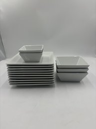 Lot Of Potterybarn Square Plate And Bowl Set