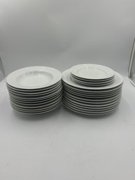 Set Of Pottery Barn Dishes With Lining Texture
