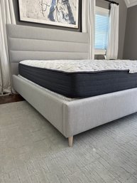 King Size Grey Upholstered Bed With Mattress