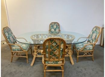 Vintage Rattan Dining Table And Chairs
