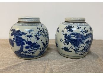 Set Of 2 Asian Ginger Jars