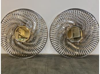 Set Of 2 Global View Chrome Round Mirrors