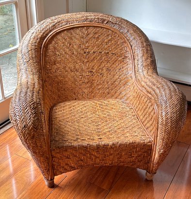 Pottery Barn Malabar Woven Rattan Chair And Ottoman #13755