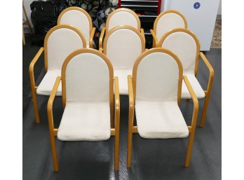 Set Of 8 Scandinavian Upholstered Arm Chairs - Dining