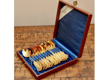 Set Of 12 Vintage Gold Demitasse Spoons