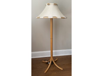 Anna Ehrner Kosta Lampan Rattan, Wood, And Linen Floor Lamp - Sweden - C. 1970'S