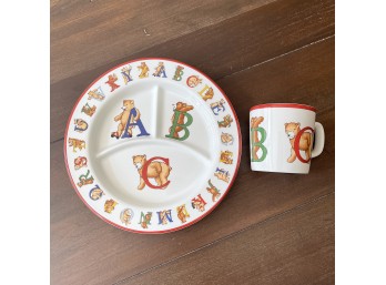1994 Tiffany & Co. Alphabet Bears Children's Plate & Cup