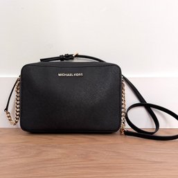 Michael Kors Jet Set Crossbody Bag In Black Saffiano Leather