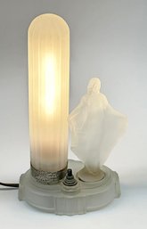 Art Deco Figural Boudoir Frosted Glass Table Lamp