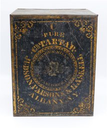 C. 1900 Hudson, Parsons, & Haskell Advertising Store Tin - Pure Tartar - Nice Graphics