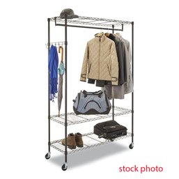 Alera 3-Shelf Rolling Garment Rack - In Black - 18'D X 48'w X 75'H ($175 Cost)