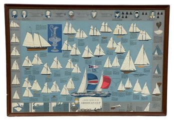 Vintage 1964 Nautical Lithographic Poster - A Graphic History Of The America's Cup