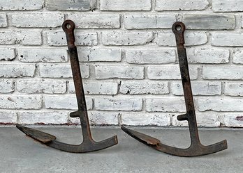 Pair Of Antique Cast Iron Anchors