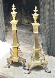 Pair Of George III Brass Andirons