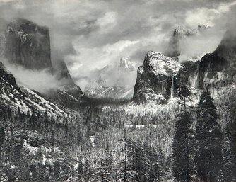 Vintage Framed Ansel Adams Photo Print 'Clearing Winter Storm'