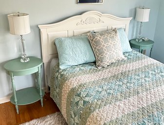 Pair Of Blue-Green Wooden Side Tables