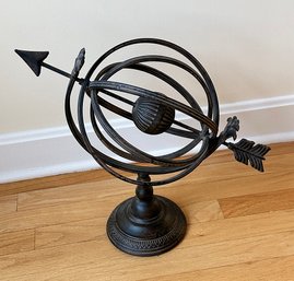 Vintage Metal Armillary Globe With Arrow