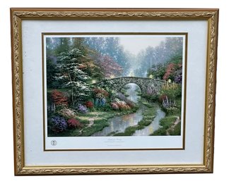 Thomas Kinkade Lithograph On Paper 'Stillwater Bridge: Sweetheart Gardens I' - Hand Signed/Numbered