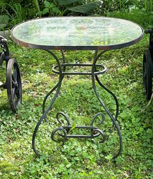 Vintage Wrought Iron Outdoor Side Table