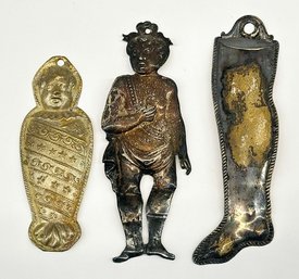 Antique Silver/Metal Catholic Italian Ex-Voto Baby, Body, And Leg