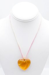Baccarat Amber Crystal Heart Pendant Necklace