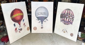 Set Of 3 Large Reproduction Henri Lachambre French Balloon Advertisement Prints