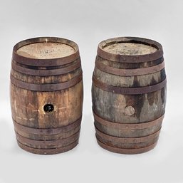 Pair Of Antique Oak Whiskey Barrels