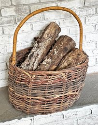 Vintage Handled Wicker Log Basket
