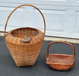 Pair Of Vintage Woven Baskets
