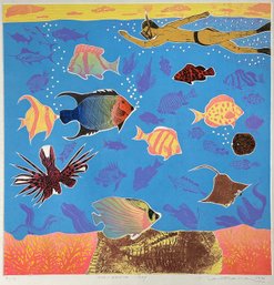 1976 Shigeru Narikawa Aquatint Etching 'Hawaiian Bay' - Signed - 27.5' X 28.5'