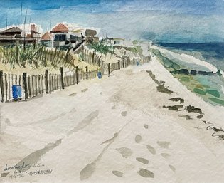 Margaret Boberek (American B. 1949) Original Watercolor Beach Scene On Paper