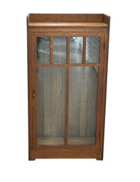 Antique Arts & Crafts Single Door Oak Bookcase - 4 Shelves - 57.5' Tall