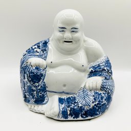 Porcelain Happy Buddha Statue - Blue & White