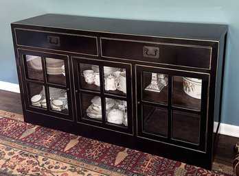 Asian Style Ebonized Wooden Buffet - Attributed To Christian Audigier