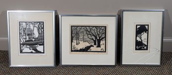 Collection Of 3 Vintage Linocut Prints From D. Tanen