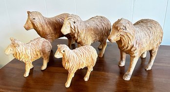 Collection Of Carved Wooden Sheep Figurines