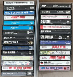 Vintage Lot Of 28 Music Cassettes -Rock,Reggae,Folk,Pop,Indie- Grateful Dead, Led Zeppelin, Beatles, Cure, Etc