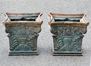 Beautifully Detailed Vintage Cast Iron Planters - 12' Tall