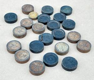 22 Antique Wooden Checkers