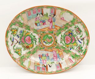 Antique 19th C. Chinese Famille Rose Medallion Export Porcelain Oval Platter