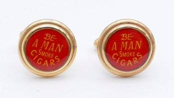 Vintage Pair On Men's Cufflinks - Cigar Theme