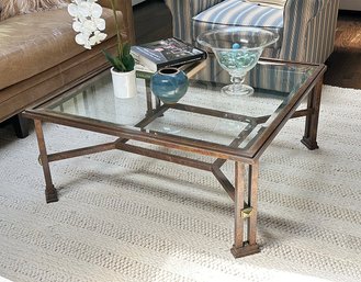 Metal And Glass Coffee Table - 38.5' Square
