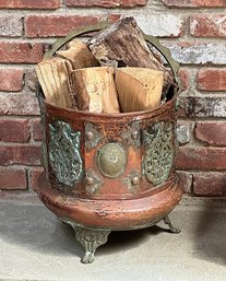 Vintage Copper And Brass Coal Bucket