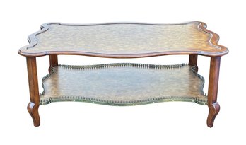 Regency Style Two-Tiered Leather Topped Coffee Table
