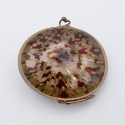 Vintage Seashell Trinket Box Compact With Puff