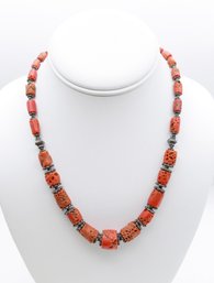 Beautiful Native American Silver And Red Coral Necklace