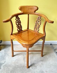 Chinese Rosewood Corner Chair With Carved Flowers