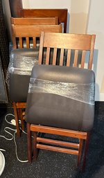 Set Of 4 Cosco Mission Style Wood Folding Chairs With Padded Seats
