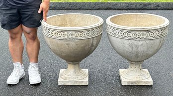 Pair Of Large Campania Cast Stone Urns ($2000 Original Cost)