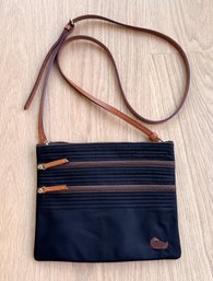 Dooney & Bourke Black Nylon North South Triple Zip Crossbody Bag
